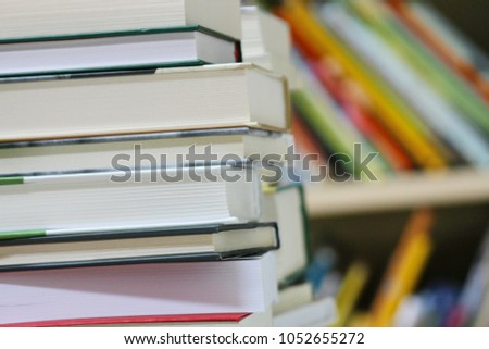 Stack of books in the library