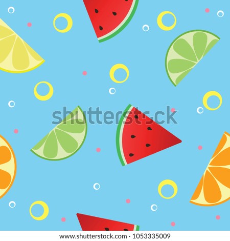 Tropical fruit colorful party pattern vector.