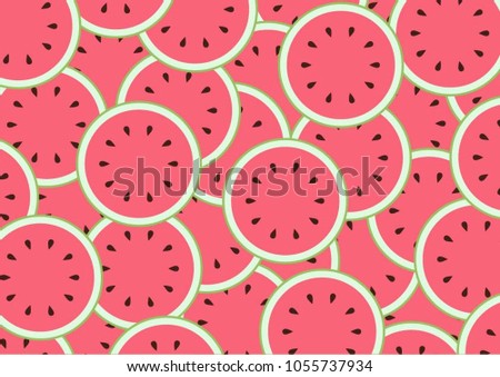 Watermelon slices decorative background. colourful summer bright tropical fruit pattern design.
