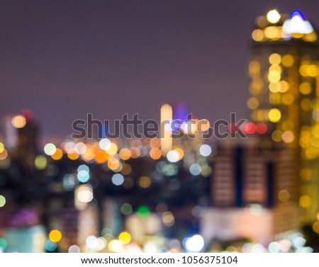 city evening sky concept: Evening capital in Thailand Blurred bokeh background