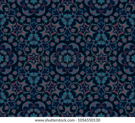 Seamless watercolor mandalas tile pattern. Vintage decorative element with mandala. Hand drawn flores background. Islam, arabic indian, floral, ottoman motifs. Perfect for printing on fabric, textile