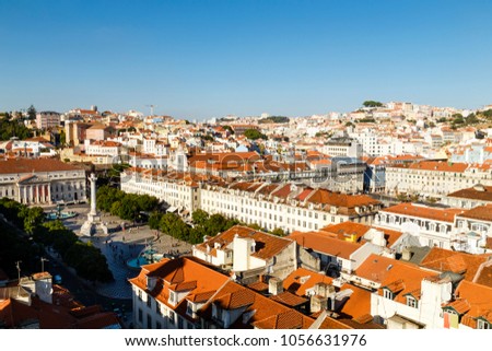 overview of Lisbon with Rossio Square, Portugal