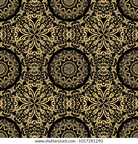 Royal geometric pattern with lace texture, mandala ornament. Vector illustration. Design for fabric print, wallpaper, textile, interior