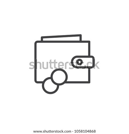 Wallet with money outline icon. linear style sign for mobile concept and web design. Purse simple line vector icon. Symbol, logo illustration. Pixel perfect vector graphics