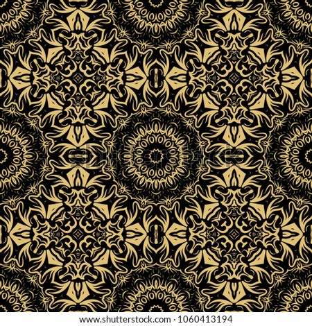 Seamless tiled pattern with floral motives. Vector illustration for print, wallpaper, textile, fabric