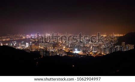 Hong Kong Night Scene from Kowloon Peak