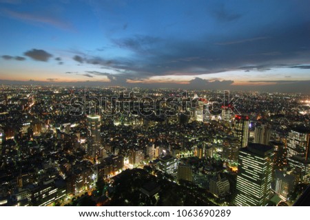 A night view of a big city - Tokyo, Japan
