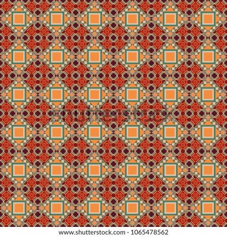 Geometric seamless pattern. Sketch in beige, brown and orange colors. Design elements. Abstract mosaic vector background.