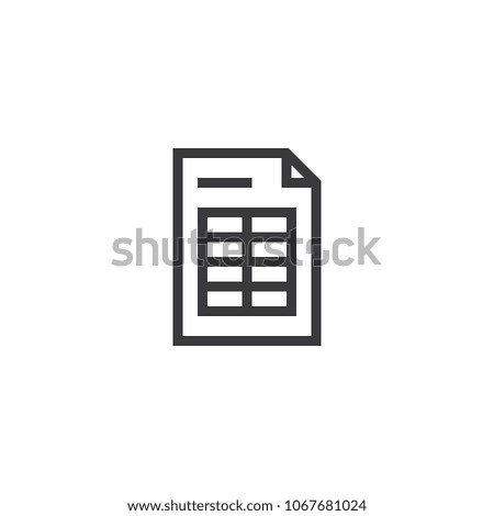 spreadsheet document paper outline icon. isolated note paper icon in thin line style for graphic and web design. Simple flat symbol Pixel Perfect vector Illustration.