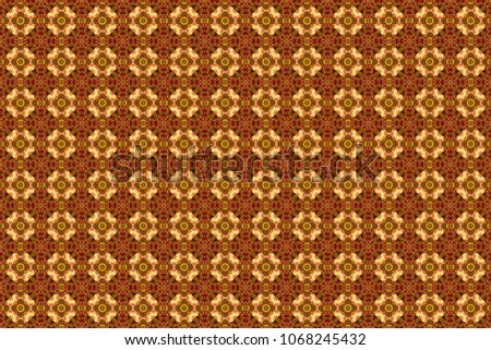 Mosaic background in yellow, brown and red colors. Raster abstract patch seamless pattern.