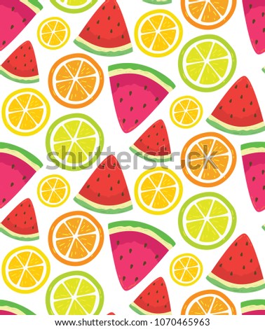 Pattern with watermelon and citrus slice