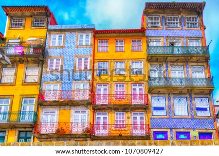 Porto, Portugal old town colorful traditional houses