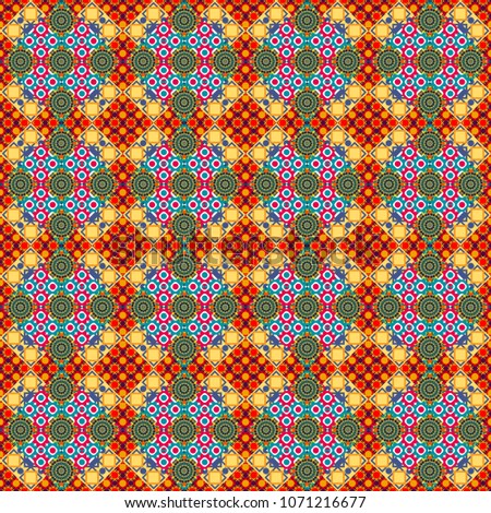 Modern stylish texture. Seamless pattern. Trendy contemporary graphics. Repeating geometric blue, red and yellow tiles.