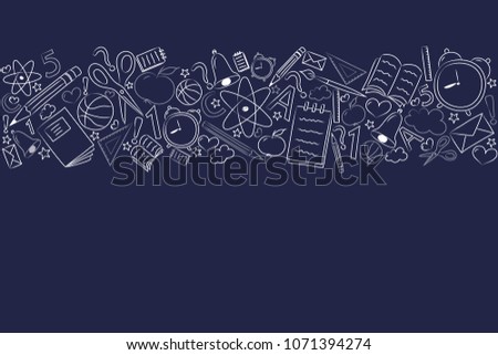School background with funny sketch and copyspace. Vector. 