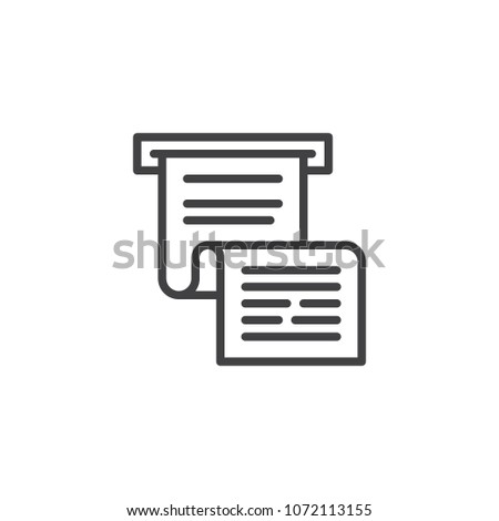 Invoice or paycheck outline icon. linear style sign for mobile concept and web design. Bank cheque simple line vector icon. Symbol, logo illustration. Pixel perfect vector graphics
