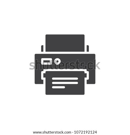 Printer and paper document vector icon. filled flat sign for mobile concept and web design. Printing machine simple solid icon. Print symbol, logo illustration. Pixel perfect vector graphics