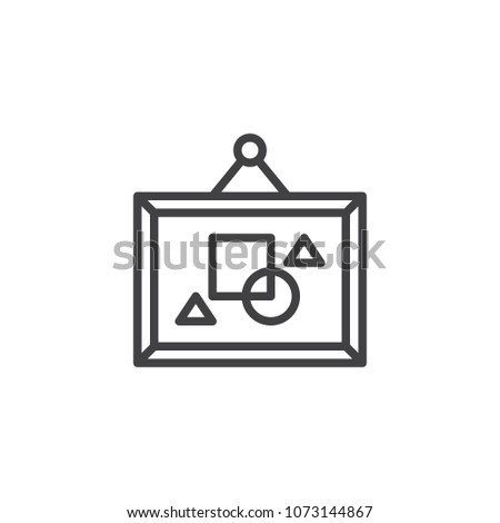 Painting by the artist outline icon. linear style sign for mobile concept and web design. Art gallery picture simple line vector icon. Symbol, logo illustration. Pixel perfect vector graphics