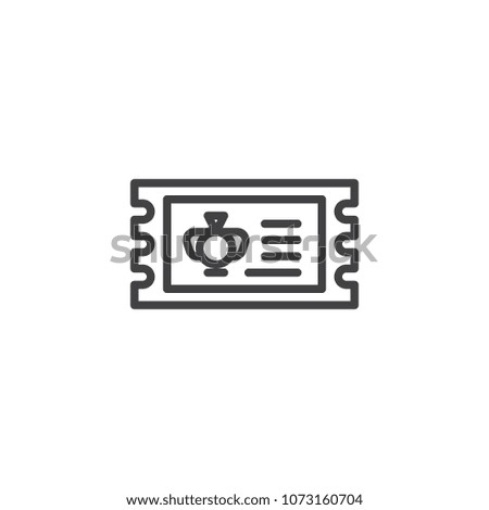 Museum ticket outline icon. linear style sign for mobile concept and web design. simple line vector icon. Symbol, logo illustration. Pixel perfect vector graphics