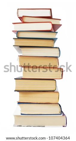 Big book pile isolated on white background