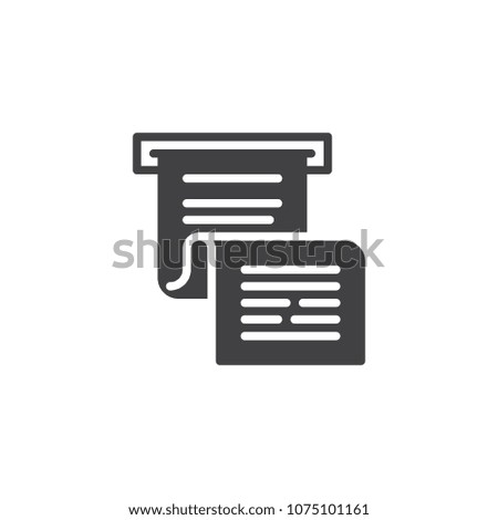 Invoice or paycheck vector icon. filled flat sign for mobile concept and web design. Bank cheque simple solid icon. Symbol, logo illustration. Pixel perfect vector graphics