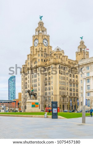 The royal liver building in Liverpool, England
