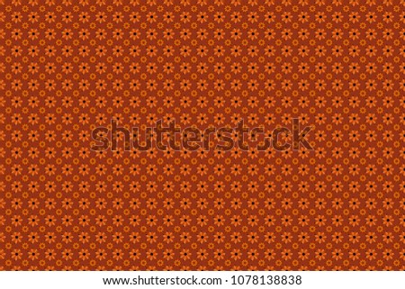Tile for wallpaper or fabric. Seamless pattern with plaid. Checkered raster seamless pattern with grunge texture and abstract orange, black and brown flowers.