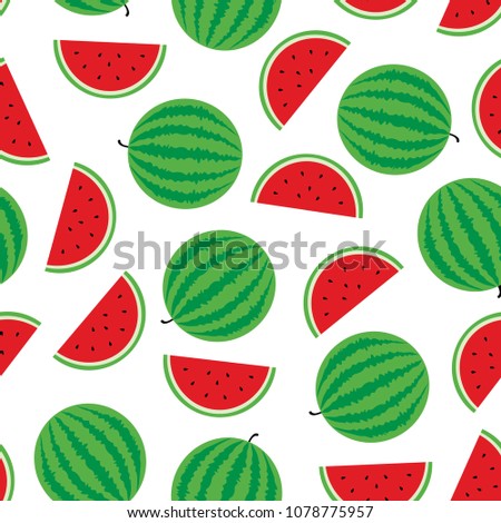 Watermelon Seamless Pattern Background Vector Design