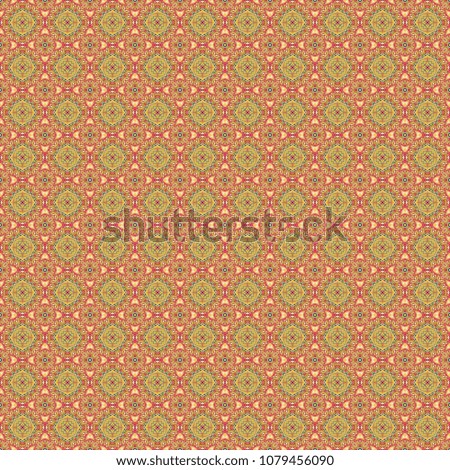 Design for printing on fabric, textile, paper, wrapper. Traditional tile ornament in ethnic style. Seamless pattern. Authentic geometric background in repeat.