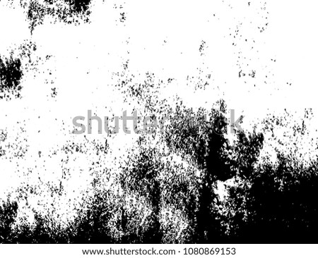 Abstract unreal black and white background. Grunge texture of chaotic pattern of spots, cracks, scratches.