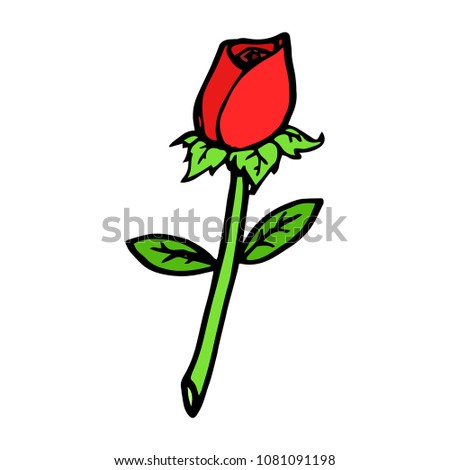 red rose object on white background, vector doodle art