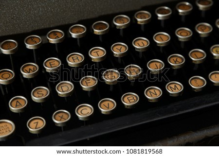 Old typewriter keyboard of beginning twenty century.