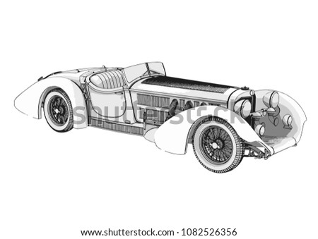 outline of a retro car vector
