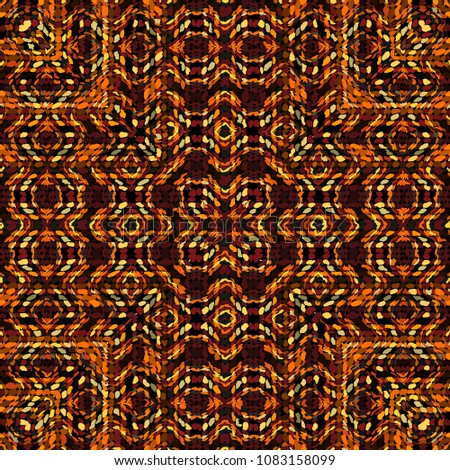 Abstract digital fractal pattern. Square background in african ethnic style. Tribal ornament.