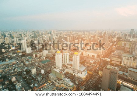 Aerial view Bangkok city downtown skyline central business, cityscape background Thailand