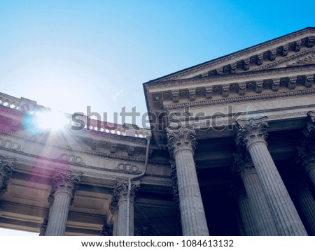 The light over the Kazan Cathedral, Saint Petersburg, Russia