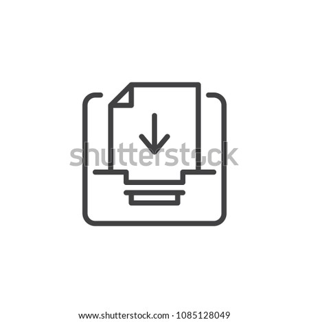Inbox tray letter outline icon. linear style sign for mobile concept and web design. Mailbox Incoming message simple line vector icon. Symbol, logo illustration. Vector graphics