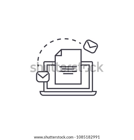 email marketing system vector line icon, sign, illustration on background, editable strokes