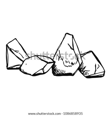stones black isolated sketch on white background vector