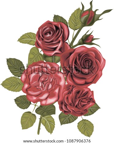 Bouquet of red roses - high quality vector art