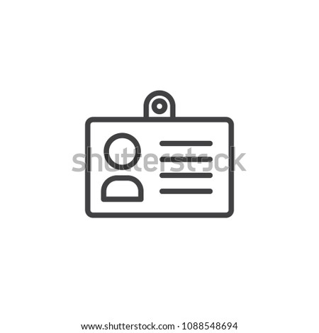 Id card outline icon. linear style sign for mobile concept and web design. User badge simple line vector icon. Symbol, logo illustration. Pixel perfect vector graphics