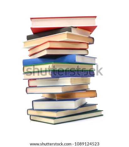 Stack of books isolated or back to school on the white background 