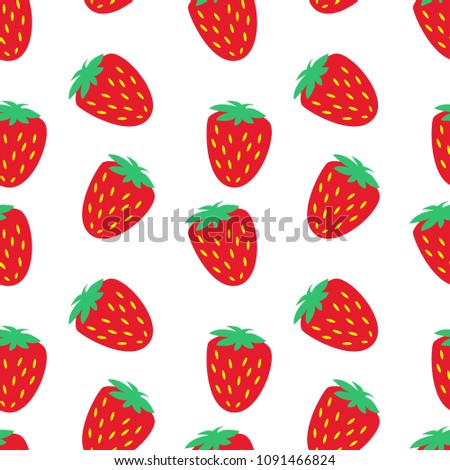 RED STRAWBERRY SEASON FRUIT TEXTURE. ABSTRACT SEAMLESS VECTOR PATTERN. HAND DRAW ART.
