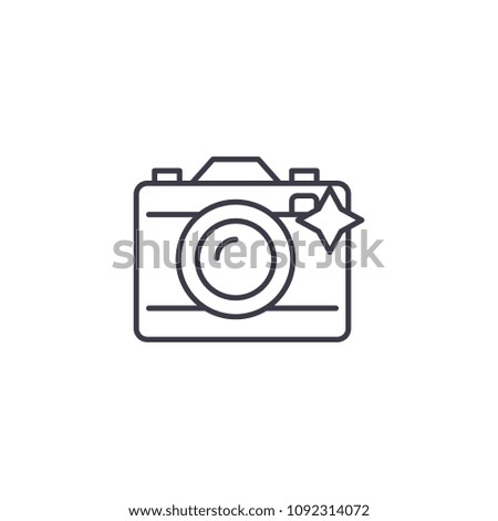 Photo camera linear icon concept. Photo camera line vector sign, symbol, illustration.