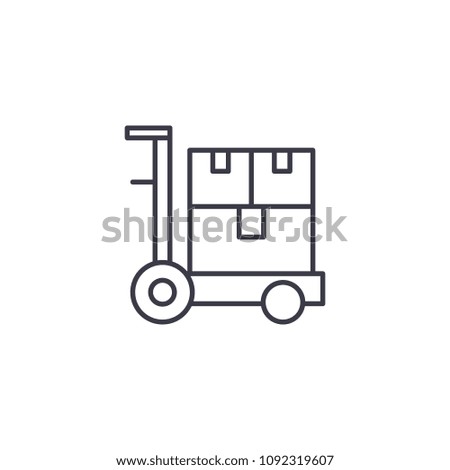 Wheelbarrow linear icon concept. Wheelbarrow line vector sign, symbol, illustration.