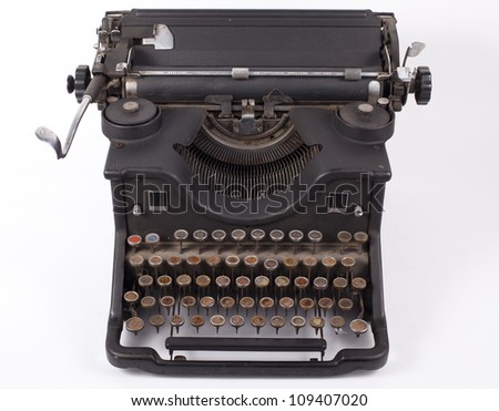 Retro typewriter on a white background