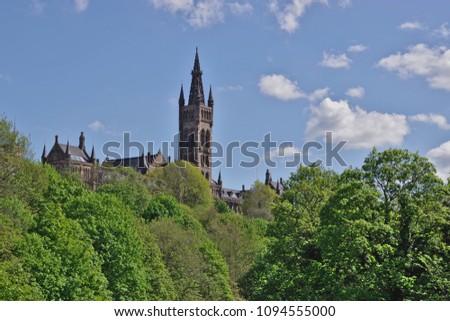 View to the University Building in Glasgow from the Park