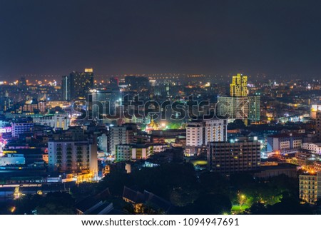 Pattay cityscape view at a night, Thailand