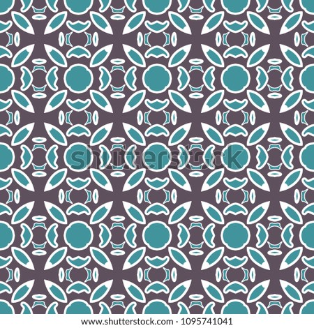 Blue Fabric print. Geometric pattern in repeat. Seamless background, mosaic ornament, ethnic style. Design for prints on fabrics, textile, surface, paper, wallpaper, interior, patchwork, wrapping 