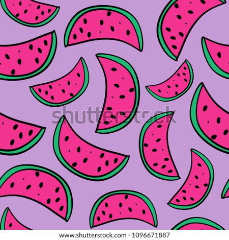Seamless watermelon hand drawn doodle summer pattern