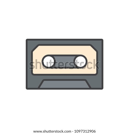 Tape cassette line icon.